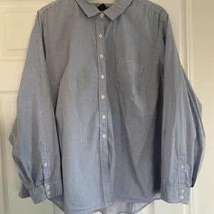 Plus Sized Blue Pinstripe Button-down